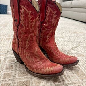 Red Western Heeled Boots